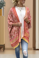 Colorblock Pattern Printed Kimono